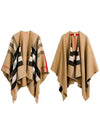 Reversible Check Merino Wool Poncho Camel Brown - BURBERRY - BALAAN 3