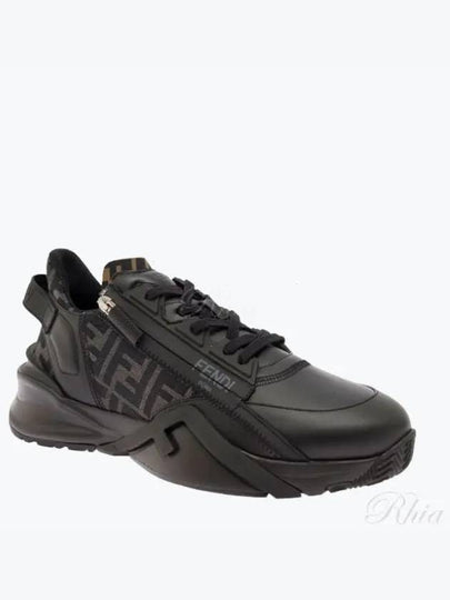 Flow FF Jacquard Leather Running Low Top Sneakers Black - FENDI - BALAAN 2