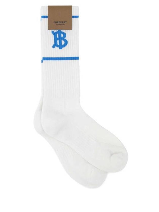 Monogram Motif Intarsia Cotton Blend Socks White - BURBERRY - BALAAN 1