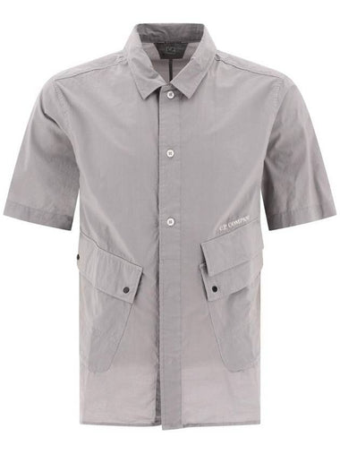 Cotton Popeline Pocket Short Sleeve Shirt Grey - CP COMPANY - BALAAN 1