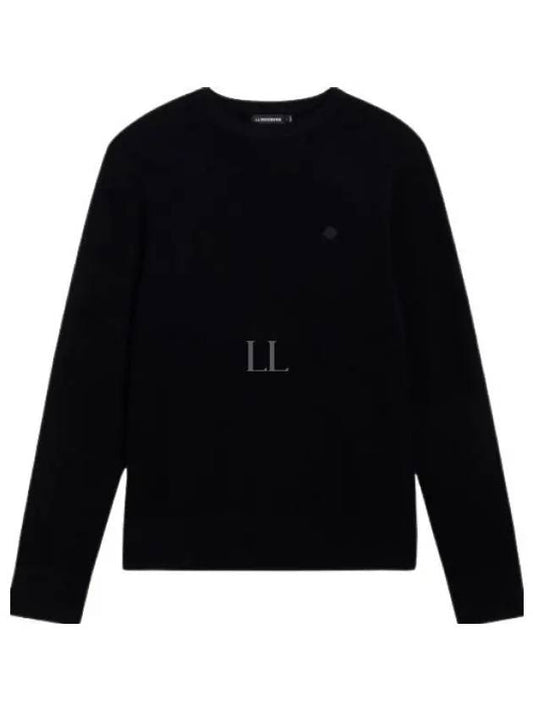 Yuri Merino Logo Crew Neck Sweater Black - J.LINDEBERG - BALAAN 2