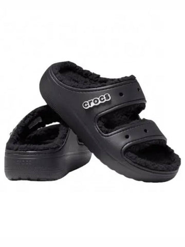 Classic Cozy Sandals Black Unisex 207446 060 Fur Slippers Winter Fur Indoor Shoes 480888 - CROCS - BALAAN 1