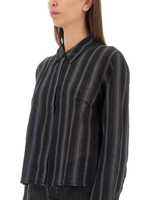 Auto Stripe Sheer Cotton Silk Shirt Black - OUR LEGACY - BALAAN 5