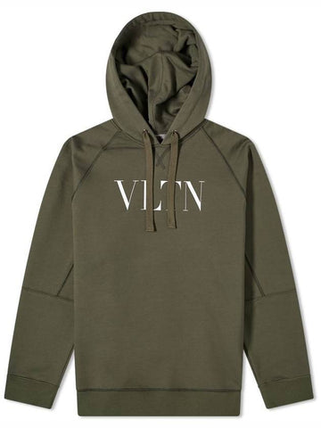 VLTN Cotton Hoodie Olive Green - VALENTINO - BALAAN 1