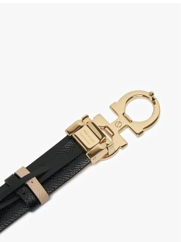 Reversible Gancini Leather Belt Black Macadamia - SALVATORE FERRAGAMO - BALAAN 4