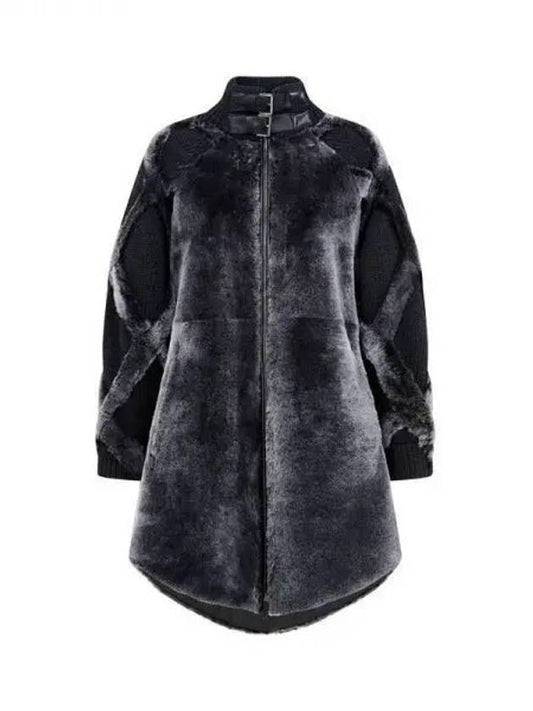 Women s Knit Sleeve High Neck Shearling Coat Black 271182 - EMPORIO ARMANI - BALAAN 1