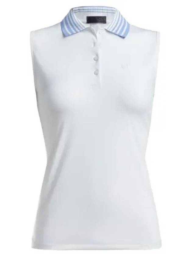 Women's Pleated Collar Sleeveless PK Shirt White - G/FORE - BALAAN 2