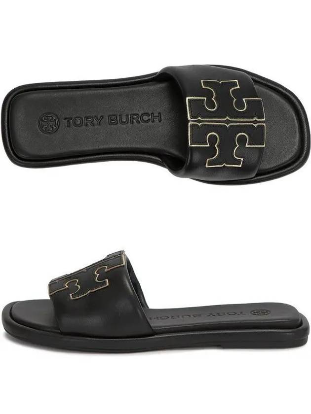 Double T Slide Slippers Black - TORY BURCH - BALAAN 2