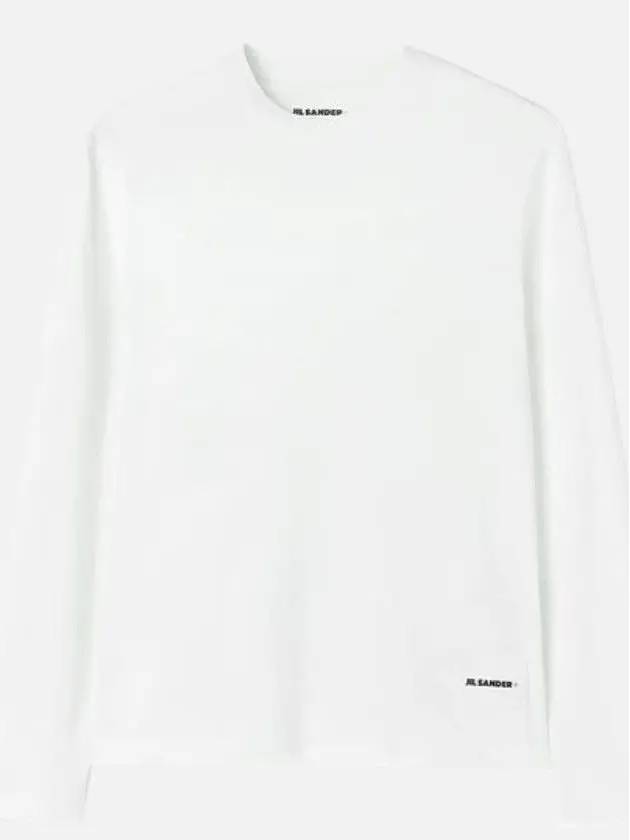 Logo Patch Crew Neck Cotton Long Sleeve T-Shirt White - JIL SANDER - BALAAN 2