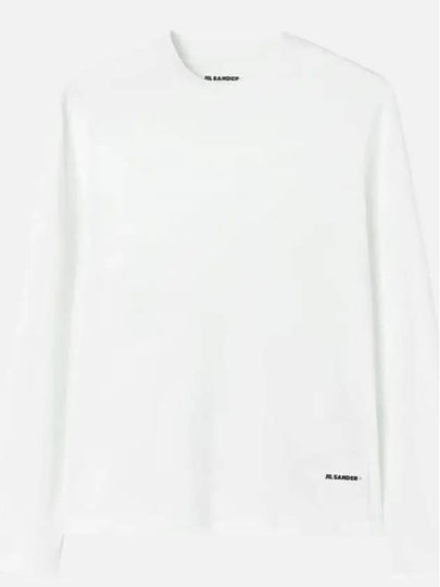 Logo Patch Crew Neck Cotton Long Sleeve T-Shirt White - JIL SANDER - BALAAN 2