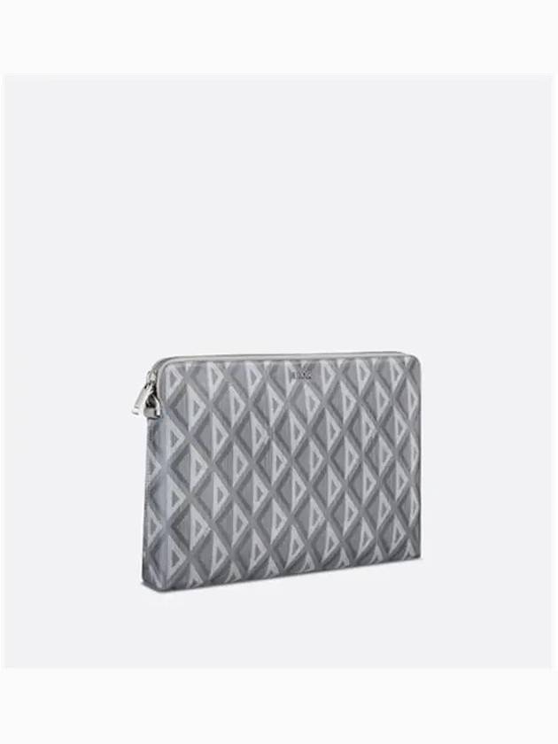 CD Diamond Canvas Clutch Bag Grey - DIOR - BALAAN 3