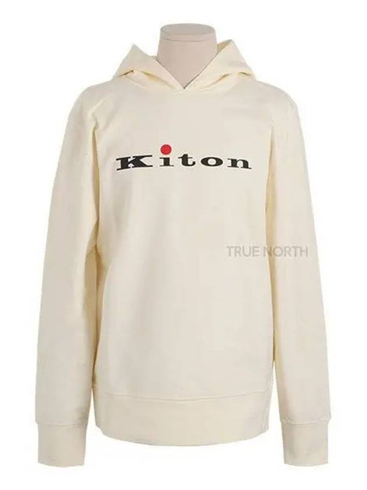 Men s UMK0272 01 Logo Print Hooded Sweatshirt Cream 1060146 - KITON - BALAAN 1