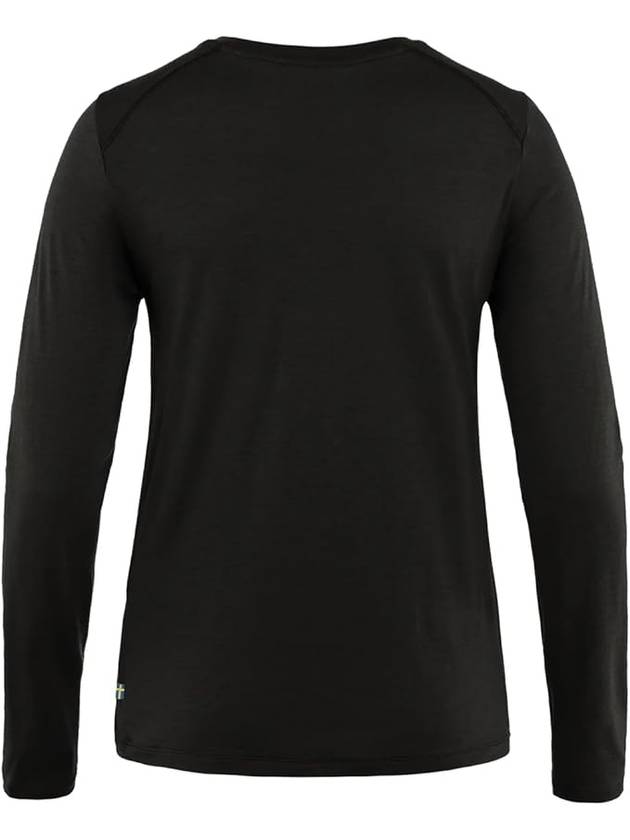 Women's Abisko Wool Long Sleeve T-Shirt Black - FJALL RAVEN - BALAAN 3