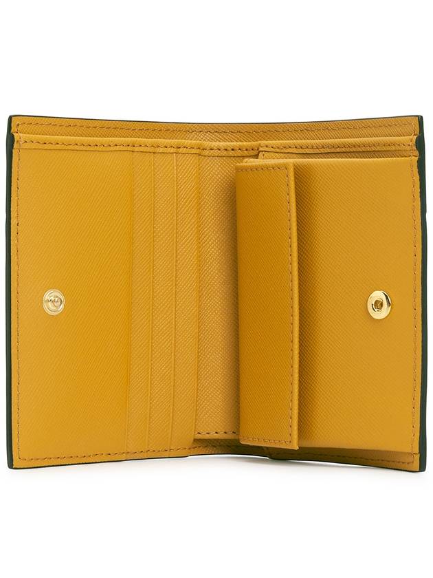 Logo Saffiano Leather Two-fold Halfwallet Yellow Brown - MARNI - BALAAN 5