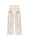 Women's Viscose Shiny Cargo Straight Pants Beige - FENDI - BALAAN 2