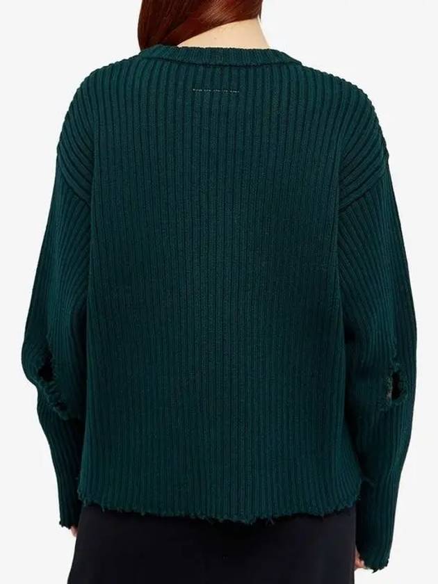 Distressed Cut Out Knit Top Dark Green - MAISON MARGIELA - BALAAN 4