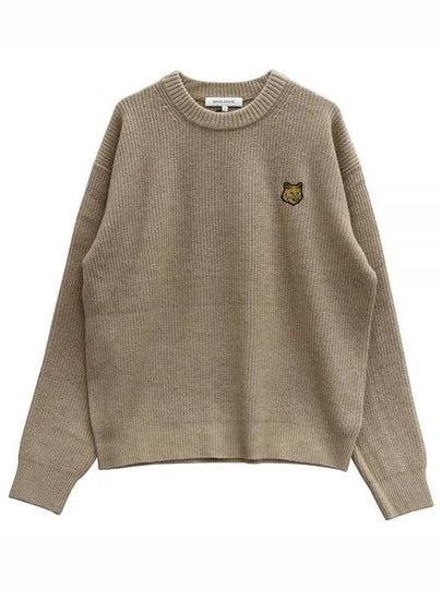 Bold Fox Head Patch Comfort Ribbed Knit Top Beige - MAISON KITSUNE - BALAAN 2