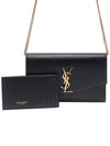 Monogram Uptown Chain Embossed Leather Long Wallet Black - SAINT LAURENT - BALAAN 2