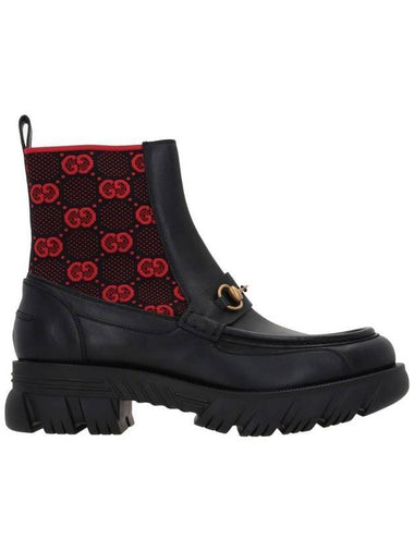 GG Logo Leather Jersey Chelsea Boots Black - GUCCI - BALAAN 1