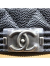 Boy Vintage Silver Hardware Quilted Caviar Zipper Card Wallet Black - CHANEL - BALAAN 6