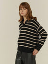 Women's Cashmere Striped Open Collar Sweater C3KPO69 - CALLAITE - BALAAN 2