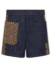 Flower Embroidered Cotton Denim Shorts Blue - DIOR - BALAAN 2