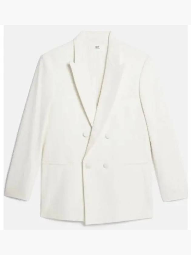 Double-Breasted Blazer Jacket White - AMI - BALAAN 2