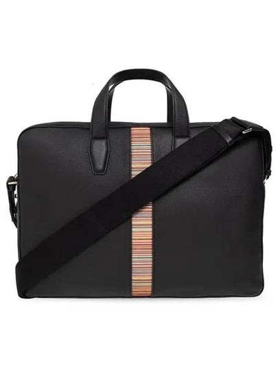 Signature Striped Leather Briefcase Black - PAUL SMITH - BALAAN 2