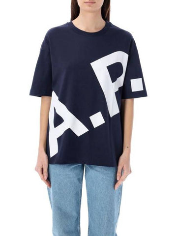 Lisandre Logo Print Short Sleeve Shirt Dark Navy - A.P.C. - BALAAN 1