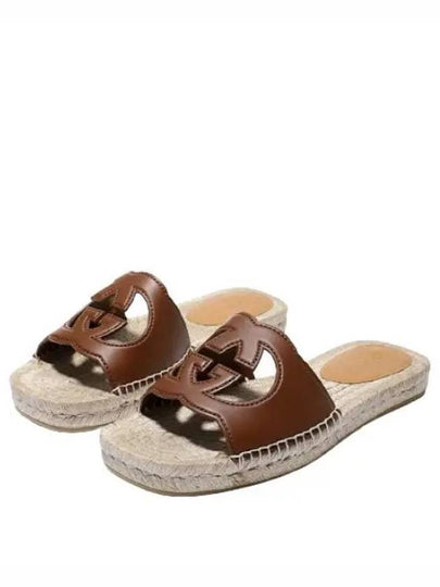 Interlocking G Cutout Slide Slippers Brown - GUCCI - BALAAN 2