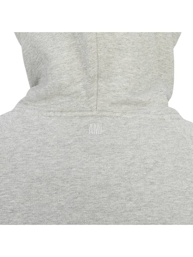 Ami De Coeur Embroid Logo Hoodie Zip-up Grey - AMI - BALAAN 8