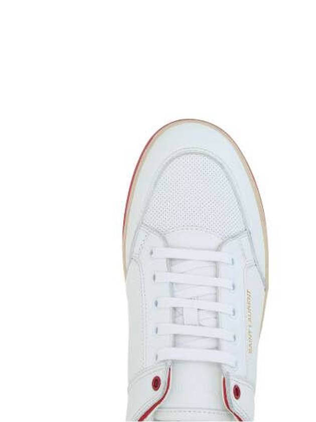 Crack Lace Up Calf Leather Low Top Sneakers White Red - SAINT LAURENT - BALAAN 3