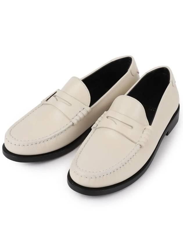 Le Loafer Penny Slippers In Smooth Leather Pearl - SAINT LAURENT - BALAAN 2