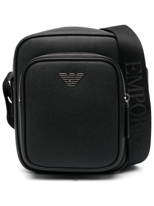 Logo-Embellished Leather Cross Bag Black - EMPORIO ARMANI - BALAAN 1