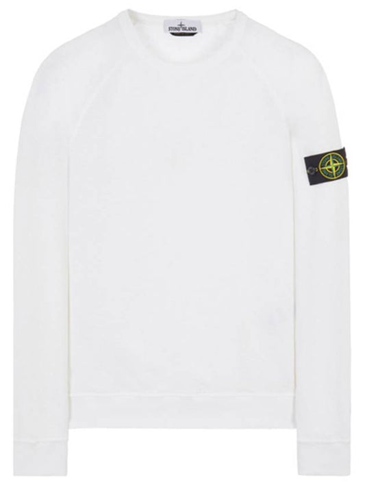 Garment Dyed Malfile Fleece Crewneck Sweatshirt White - STONE ISLAND - BALAAN 1