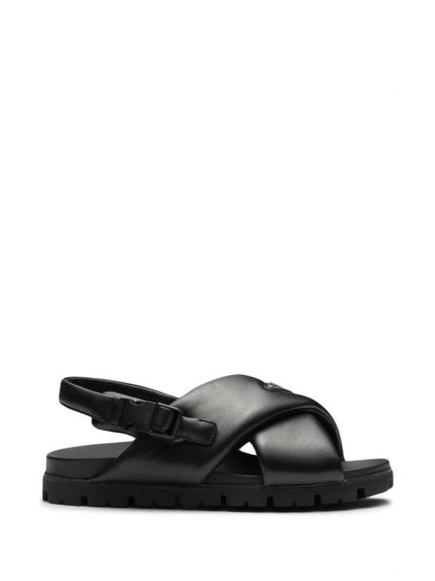 Padded Nappa Leather Crisscross Sandals Black - PRADA - BALAAN 2