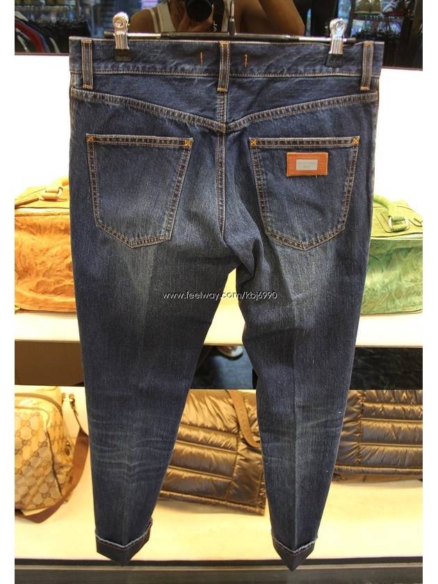 Men's Gold 14 Indigo Dark Wash Denim Straight Fit Jeans Blue - DOLCE&GABBANA - BALAAN 8