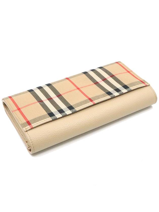 Women s Burberry 8026111 Beige Leather Haymarket Check Canvas Long Wallet gt Gangbuk used luxury goods - BURBERRY - BALAAN 7