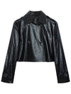 Colin Collar Neck Cotton Double Button Fake Leather Jacket Black COLIN42BK - RAMUSTUDIO - BALAAN 2