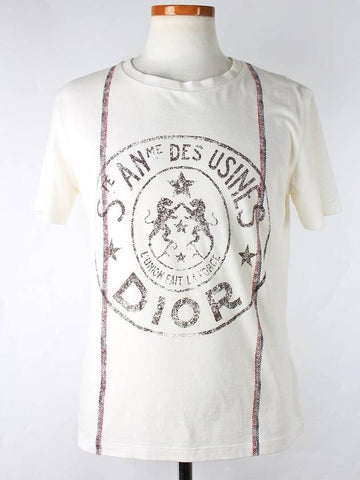 Ecru Union Short Sleeve T Shirt White M - DIOR - BALAAN 1