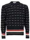 Wool Mohair Long Sleeve Knit Top Navy - THOM BROWNE - BALAAN 2