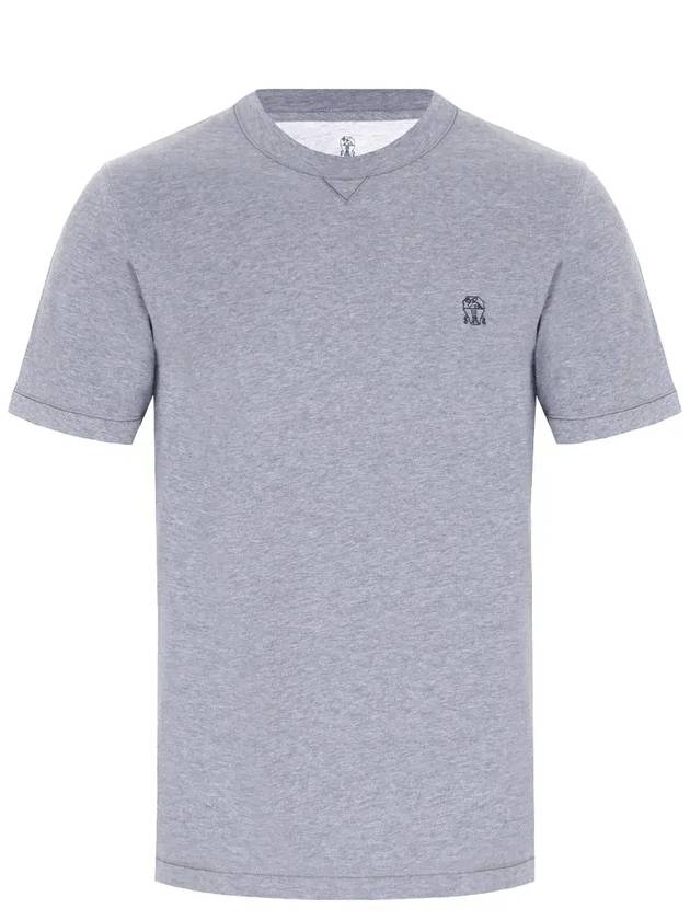 Chest Logo Short Sleeve T-Shirt Grey - BRUNELLO CUCINELLI - BALAAN 6