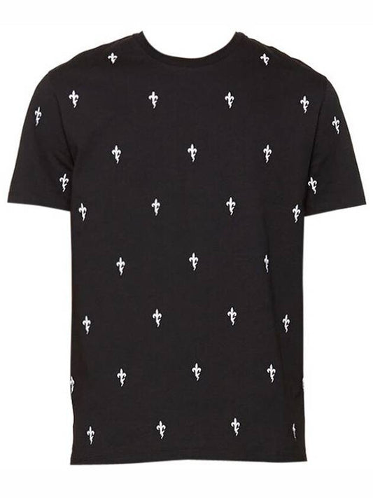 Signature Embroidered Cotton Short Sleeve T-Shirt Black - NEIL BARRETT - BALAAN 1