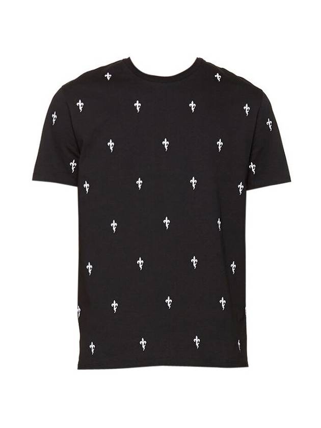 Signature Embroidered Cotton Short Sleeve T-Shirt Black - NEIL BARRETT - BALAAN 1