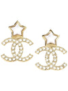 CC Logo Crystal Star Pearl Earrings Gold - CHANEL - BALAAN 1