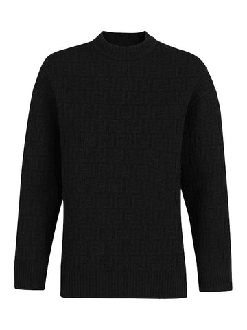 FF logo embossed pullover knit top black - FENDI - BALAAN.