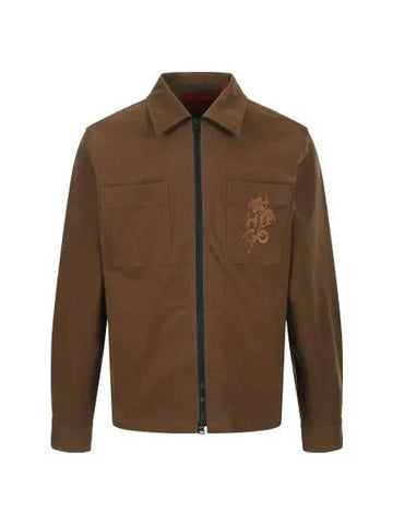 HUGO flower embroidery zip up shirt jacket 50520103 212 - HUGO BOSS - BALAAN 1