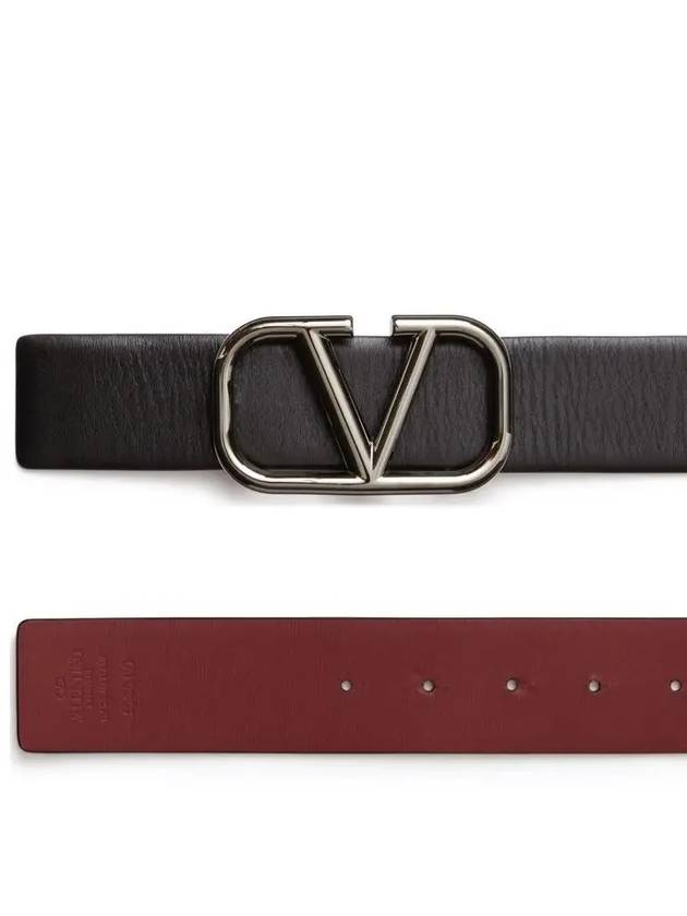 Garavani silver V logo length adjustable doublesided belt black burgundy 3cm - VALENTINO - BALAAN 5