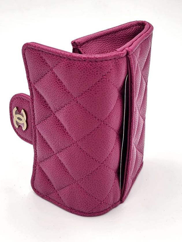 Classic caviar zipper card wallet snap purple dark pink AP4096 - CHANEL - BALAAN 2