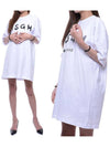 Brush Logo Cotton Short Sleeve Short Dress White - MSGM - BALAAN 2